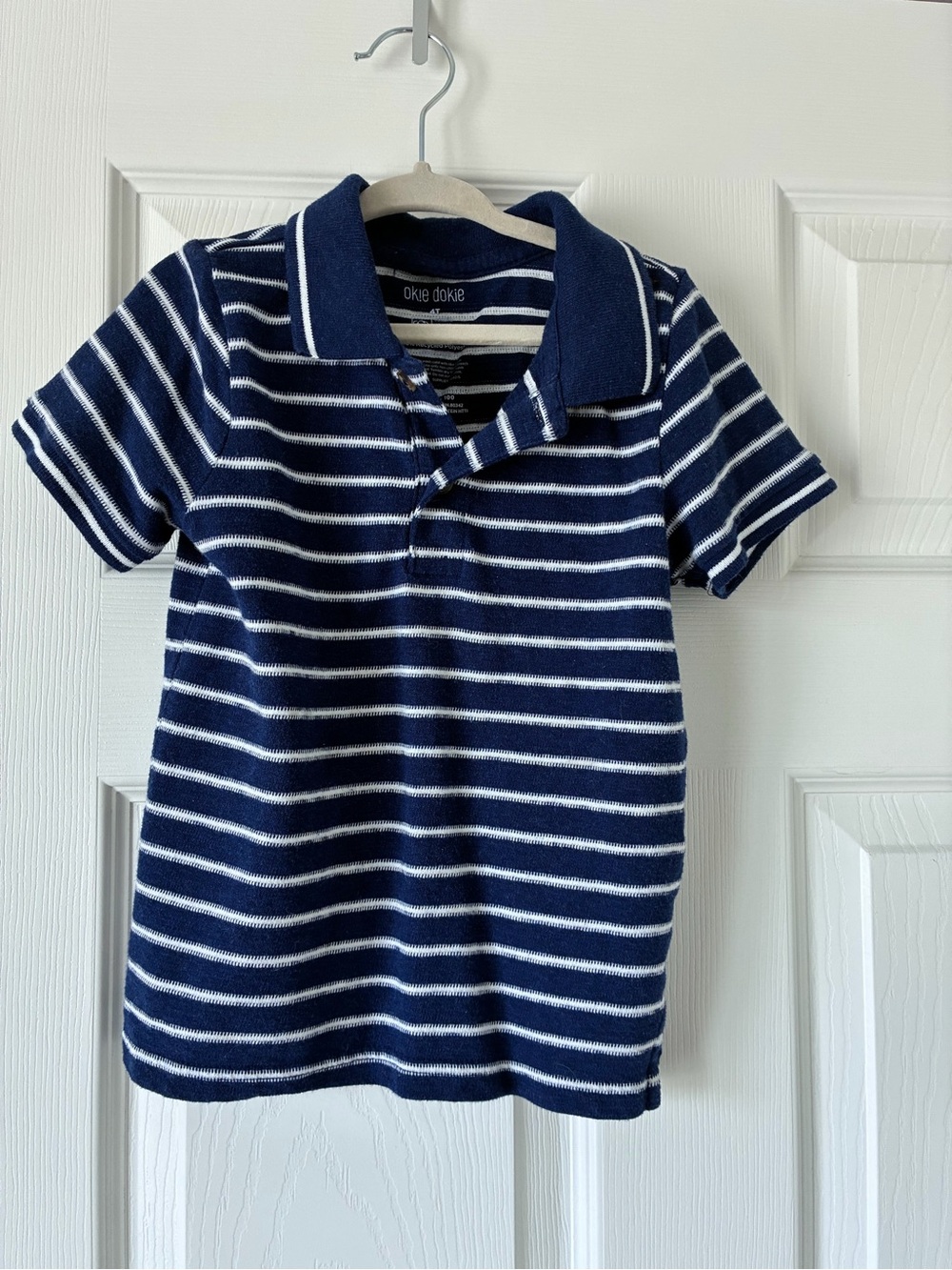 okie dokie Navy & White Striped Polo Shirt